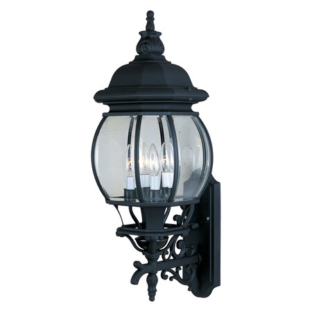 Maxim Four Light Black Clear Glass Wall Lantern 1037BK